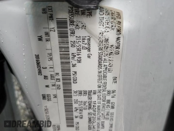 2016 Ford Focus SE with VIN 1FADP3F20GL346345, listed as a Copart auction lot 77115253 with 91,588 mi miles and Salvage Title. Bid and sale history available at DreamBid. Image 14.