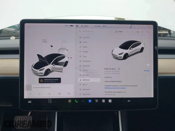 2020 Tesla Model 3 Long Range with VIN 5YJ3E1EB6LF618931, listed as a IAAI auction lot 41867451 with 47,502 mi miles and . Bid and sale history available at DreamBid. Image 18.