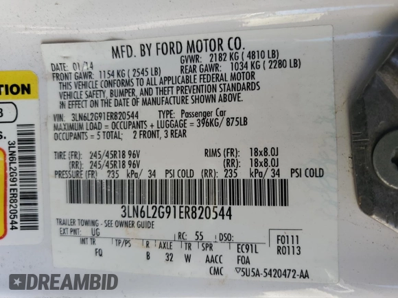 2014 Lincoln MKZ z VIN 3LN6L2G91ER820544, wystawiony jako Copart lot #56049535 z przebiegiem 211 323 mil mil oraz Szkoda całkowita • Salvage title. Historia ofert i sprzedaży dostępna na DreamBid. Obrazek 12.