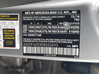 2015 Mercedes-Benz GL-Class GL 450 with VIN 4JGDF6EEXFA523693, listed as a Copart auction lot 71162193 with 141,708 mi miles. Bid and sale history available at carsss.com. Image 14.
