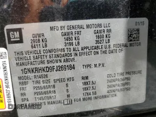 2015 Chevrolet Traverse LT with VIN 1GNKRHKD9FJ269184, listed as a Copart auction lot 64430895 with Not provided miles and Clean title. Bid and sale history available at DreamBid. Image 13.