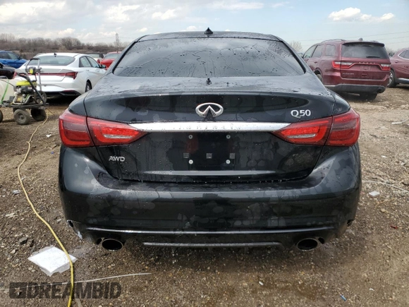 2020 Infiniti Q50 Pure with VIN JN1EV7ARXLM250598, listed as a Copart auction lot 50798135 with 76,069 mi miles and Salvage title. Bid and sale history available at DreamBid. Image 6.