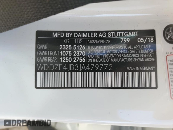 2018 Mercedes-Benz E-Class E 300 with VIN WDDZF4JB3JA479772, listed as a Copart auction lot 72808072 with 41,642 mi miles. Bid and sale history available at carsss.com. Image 14.