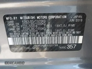 2018 Mitsubishi Outlander Sport ES 2.0 with VIN JA4AR3AU5JU023789, listed as a IAAI auction lot 41338940 with 51,425 mi miles. Bid and sale history available at carsss.com. Image 9.
