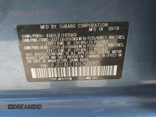 2019 Subaru Crosstrek Premium with VIN JF2GTAEC1KH250092, listed as a IAAI auction lot 42117417 with 130,128 mi miles and . Bid and sale history available at DreamBid. Image 9.
