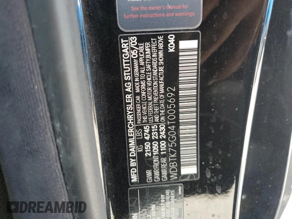 2004 Mercedes-Benz CLK 500 z VIN WDBTK75G04T005692, wystawiony jako Copart lot #77038514 z przebiegiem 125 997 mil mil oraz Szkoda całkowita • Salvage title. Historia ofert i sprzedaży dostępna na DreamBid. Obrazek 13.