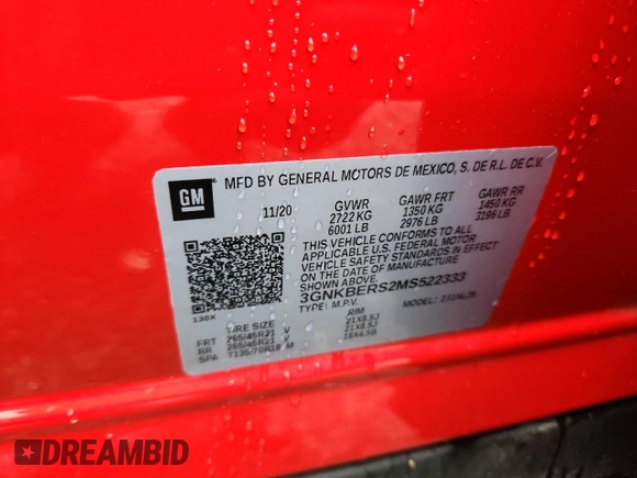 2021 Chevrolet Blazer RS z VIN 3GNKBERS2MS522333, wystawiony jako Copart lot #58483965 z przebiegiem 86 017 mil mil oraz Szkoda całkowita • Salvage title. Historia ofert i sprzedaży dostępna na DreamBid. Obrazek 13.