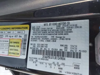 2020 Ford Fusion SE with VIN 3FA6P0LU1LR134904, listed as a IAAI auction lot 41448356 with 84,459 mi miles and . Bid and sale history available at DreamBid. Image 9.