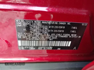 2021 Toyota RAV4 XLE Premium with VIN 2T3A1RFV6MW151550, listed as a IAAI auction lot 42764775 with 41,377 mi miles and . Bid and sale history available at DreamBid. Image 9.