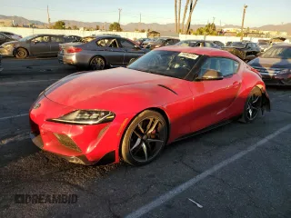 2021 Toyota GR Supra 3.0 with VIN WZ1DB0C02MW042357, listed as a Copart auction lot 79090214 with 29,215 mi miles and Salvage Title. Bid and sale history available at carsss.com. Image 1.