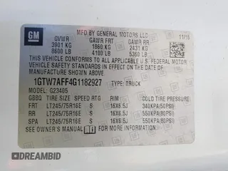 2016 GMC Savana Cargo with VIN 1GTW7AFF4G1182927, listed as a IAAI auction lot 42166124 with 338,197 mi miles. Bid and sale history available at carsss.com. Image 9.