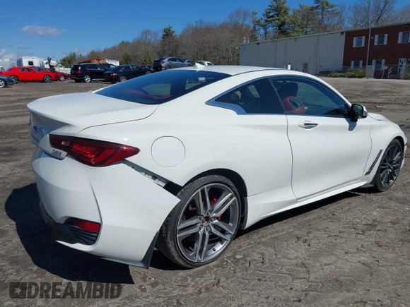2017 Infiniti Q60 Red Sport 400 with VIN JN1FV7ELXHM701112, listed as a IAAI auction lot 41862580 with 89,385 mi miles and . Bid and sale history available at carsss.com. Image 4.