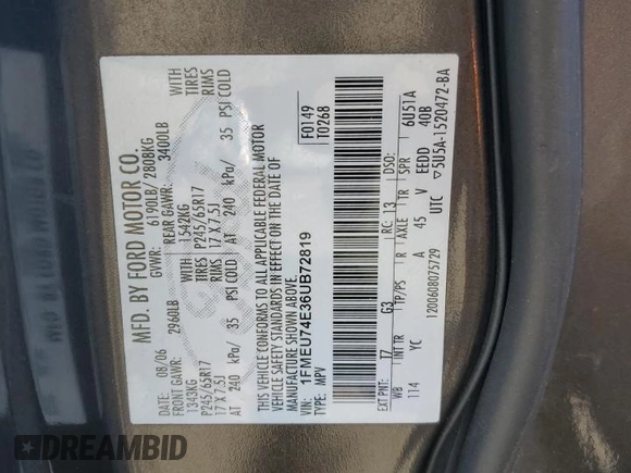 2006 Ford Explorer Eddie Bauer with VIN 1FMEU74E36UB72819, listed as a Copart auction lot 53334565 with 183,503 mi miles and Salvage Title. Bid and sale history available at carsss.com. Image 15.