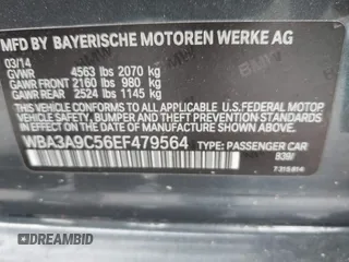 2014 BMW 3 Series 335i with VIN WBA3A9C56EF479564, listed as a IAAI auction lot 41578397 with 136,637 mi miles. Bid and sale history available at carsss.com. Image 9.