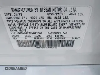 2012 Infiniti G25 Journey z VIN JN1DV6AP4CM812502, wystawiony jako IAAI lot #41928644 z przebiegiem 49 872 mil mil oraz . Historia ofert i sprzedaży dostępna na DreamBid. Obrazek 9.