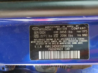 2025 Hyundai Elantra SEL Convenience with VIN KMHLS4DGXSU890309, listed as a Copart auction lot 51437925 with 3,738 mi miles and Non Repairable. Bid and sale history available at carsss.com. Image 12.