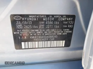 2013 Hyundai Sonata with VIN KMHEC4A40DA088095, listed as a IAAI auction lot 42195960 with 195,031 mi miles and . Bid and sale history available at carsss.com. Image 9.