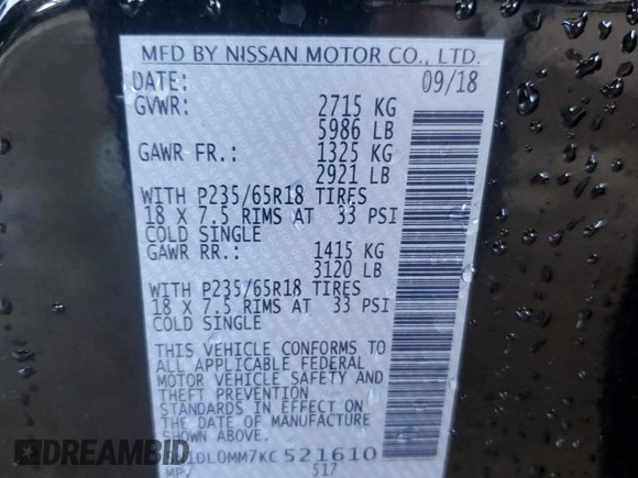 2019 Infiniti QX60 Luxe z VIN 5N1DL0MM7KC521610, wystawiony jako Copart lot #48518765 z przebiegiem 54 561 mil mil oraz Szkody całkowita. Historia ofert i sprzedaży dostępna na DreamBid. Obrazek 13.