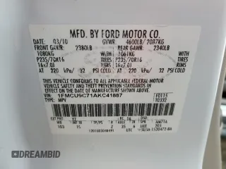 2010 Ford Escape XLS with VIN 1FMCU9C71AKC41887, listed as a Copart auction lot 87117884 with 126,687 mi miles and Clean title. Bid and sale history available at DreamBid. Image 13.