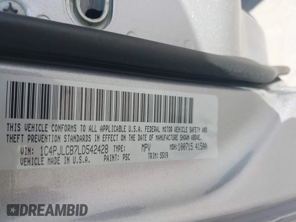 2020 Jeep Cherokee Latitude with VIN 1C4PJLCB7LD542428, listed as a IAAI auction lot 42284729 with 98,111 mi miles and . Bid and sale history available at DreamBid. Image 9.