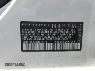 2021 Volkswagen Jetta GLI S z VIN 3VW6T7BU7MM021776, wystawiony jako Copart lot #55020415 z przebiegiem 61 456 mil mil oraz Nie do naprawy. Historia ofert i sprzedaży dostępna na DreamBid. Obrazek 12.