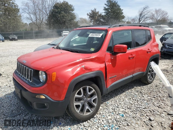 2017 Jeep Renegade Latitude with VIN ZACCJBBB6HPE38872, listed as a Copart auction lot 49325925 with 93,796 mi miles and Salvage Title. Bid and sale history available at carsss.com. Image 1.