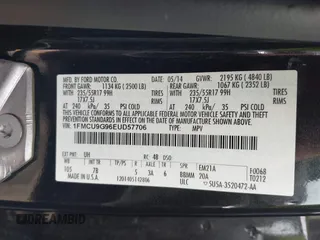 2014 Ford Escape SE с VIN 1FMCU9G96EUD57706, выставлен на аукционе IAAI как лот 42332772 с пробегом 239 252 миль миль и . История ставок и продаж доступна на DreamBid. Изображение 9.