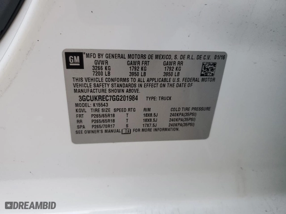2016 Chevrolet Silverado 1500 LT with VIN 3GCUKREC7GG201984, listed as a Copart auction lot 83395774 with 148,844 mi miles and Salvage Title. Bid and sale history available at carsss.com. Image 13.