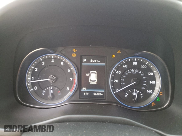2021 Hyundai Kona Night Edition with VIN KM8K6CA52MU698334, listed as a Copart auction lot 46312635 with 56,870 mi miles and Salvage Title. Bid and sale history available at DreamBid. Image 9.