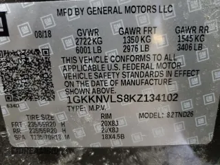 2019 GMC Acadia SLT with VIN 1GKKNVLS8KZ134102, listed as a Copart auction lot 48180795 with 77,602 mi miles and Salvage Title. Bid and sale history available at DreamBid. Image 15.