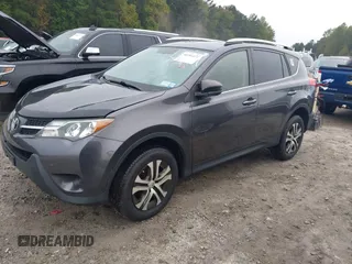 2015 Toyota RAV4 LE with VIN JTMBFREV5FJ047222, listed as a IAAI auction lot 40384471 with 123,621 mi miles and . Bid and sale history available at carsss.com. Image 2.