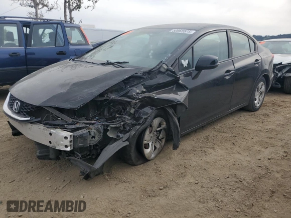 2013 Honda Civic LX with VIN 19XFB2F54DE233976, listed as a Copart auction lot 50965575 with 155,571 mi miles and Salvage Title. Bid and sale history available at DreamBid. Image 1.