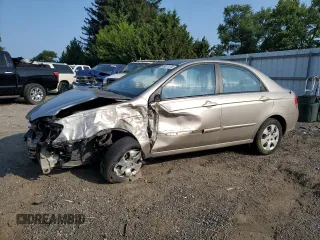 2008 Kia Spectra EX with VIN KNAFE122485569381, listed as a Copart auction lot 66907474 with 0 mi miles and Salvage Title. Bid and sale history available at carsss.com. Image 1.