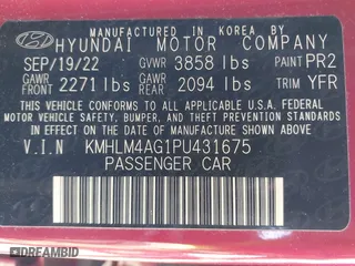 2023 Hyundai Elantra Preferred with VIN KMHLM4AG1PU431675, listed as a IAAI auction lot 41828703 with 58,913 mi miles. Bid and sale history available at carsss.com. Image 9.