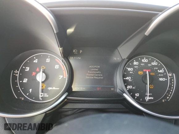 2022 Alfa Romeo Giulia Ti with VIN ZARFAMBNXN7654757, listed as a Copart auction lot 71640024 with 42,418 mi miles and Salvage Title. Bid and sale history available at carsss.com. Image 9.