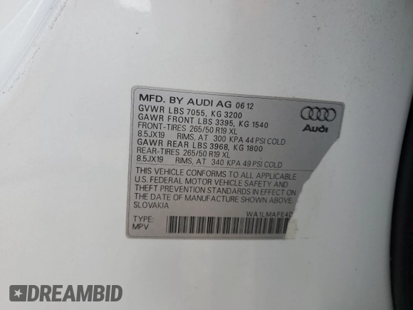 2013 Audi Q7 Premium Plus z VIN WA1LMAFE4DD000781, wystawiony jako Copart lot #57255315 z przebiegiem 129 709 mil mil oraz Szkoda całkowita • Salvage title. Historia ofert i sprzedaży dostępna na DreamBid. Obrazek 13.
