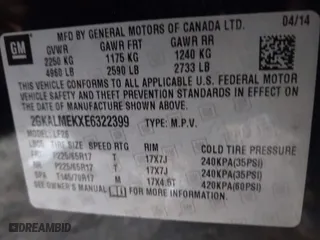 2014 GMC Terrain SLE with VIN 2GKALMEKXE6322399, listed as a IAAI auction lot 41975078 with 142,002 mi miles. Bid and sale history available at carsss.com. Image 9.