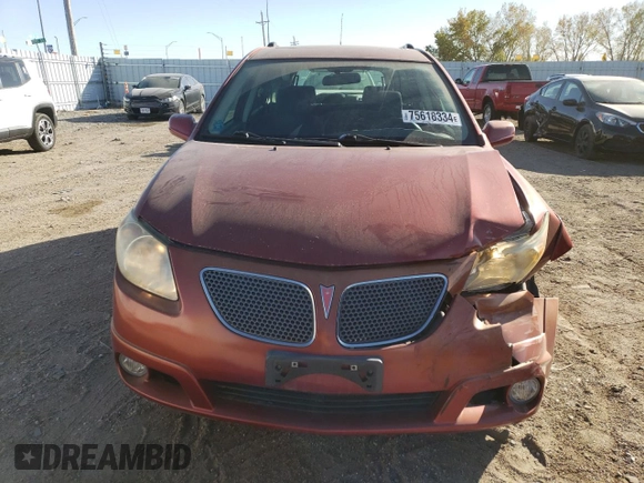 2005 Pontiac Vibe with VIN 5Y2SL63805Z464722, listed as a Copart auction lot 75618334 with 121,910 mi miles and Salvage Title. Bid and sale history available at DreamBid. Image 5.