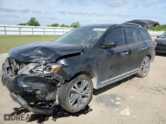 2020 Nissan Pathfinder Platinum with VIN 5N1DR2DM8LC593296, listed as a Copart auction lot 53353255 with 92,232 mi miles and Salvage title. Bid and sale history available at DreamBid. Image 1.