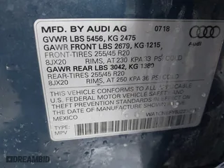 2018 Audi Q5 Prestige with VIN WA1CNBFY8J2216752, listed as a IAAI auction lot 41753137 with 77,307 mi miles. Bid and sale history available at carsss.com. Image 9.
