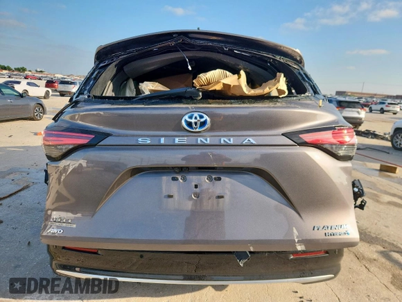 2023 Toyota Sienna Platinum with VIN 5TDESKFC1PS107059, listed as a Copart auction lot 59583485 with Not provided miles and Salvage title. Bid and sale history available at DreamBid. Image 6.