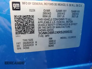 2024 Chevrolet Blazer EV eAWD LT z VIN 3GNKDBRJXRS200031, wystawiony jako Copart lot #66783134 z przebiegiem Nie podano mil oraz Szkody całkowita. Historia ofert i sprzedaży dostępna na DreamBid. Obrazek 13.