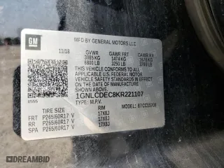 2019 Chevrolet Tahoe Commercial with VIN 1GNLCDEC8KR221107, listed as a Copart auction lot 51175175 with 120,330 mi miles and Salvage Title. Bid and sale history available at carsss.com. Image 14.