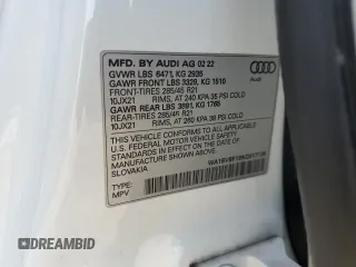 2022 Audi Q8 Premium Plus z VIN WA1BVBF19ND017136, wystawiony jako Copart lot #53187265 z przebiegiem 41 734 mil mil oraz Szkoda całkowita • Salvage title. Historia ofert i sprzedaży dostępna na DreamBid. Obrazek 14.
