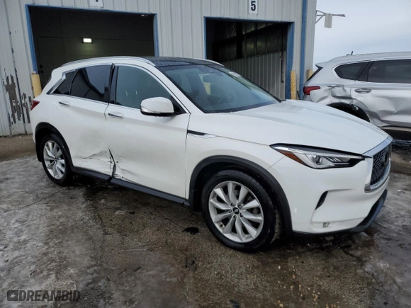 2019 Infiniti QX50 LUXE with VIN 3PCAJ5M35KF119542, listed as a Copart auction lot 45953075 with 77,349 mi miles and Salvage Title. Bid and sale history available at carsss.com. Image 4.
