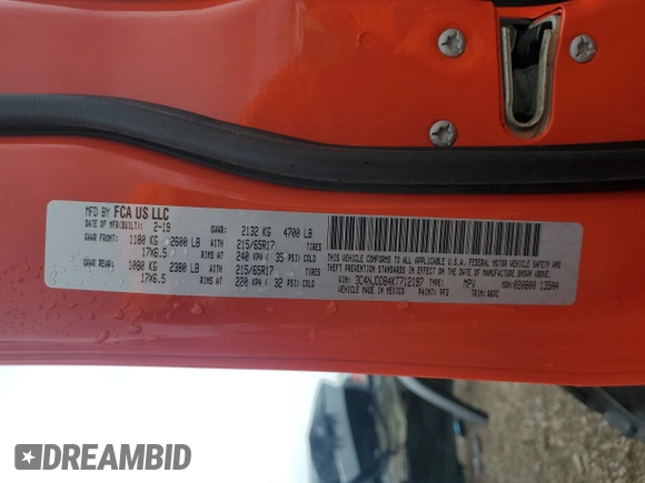 2019 Jeep Compass Trailhawk с VIN 3C4NJDDB4KT712197, выставлен на аукционе Copart как лот 57431805 с пробегом Не указан миль и Списание • Salvage title. История ставок и продаж доступна на DreamBid. Изображение 14.