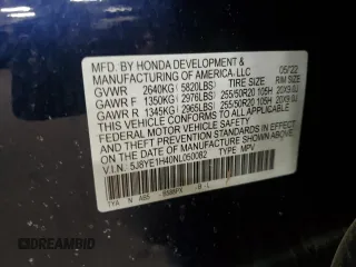 2022 Acura MDX w/Technology Package with VIN 5J8YE1H40NL050082, listed as a Copart auction lot 84597174 with 19,849 mi miles and Salvage Title. Bid and sale history available at carsss.com. Image 13.