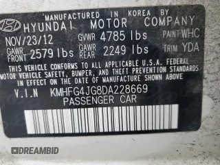 2013 Hyundai Azera с VIN KMHFG4JG8DA228669, выставлен на аукционе Copart как лот 62734185 с пробегом 148 611 миль миль и Чистый • Clean title. История ставок и продаж доступна на DreamBid. Изображение 13.
