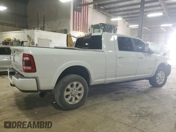 2021 Ram 3500 Laramie with VIN 3C63R3ML4MG619802, listed as a Copart auction lot 59257944 with 0 mi miles and Salvage Title. Bid and sale history available at carsss.com. Image 3.