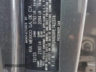 2024 Kia Forte LXS with VIN 3KPF24ADXRE742374, listed as a Copart auction lot 87043894 with 19,639 mi miles and Salvage Title. Bid and sale history available at carsss.com. Image 12.